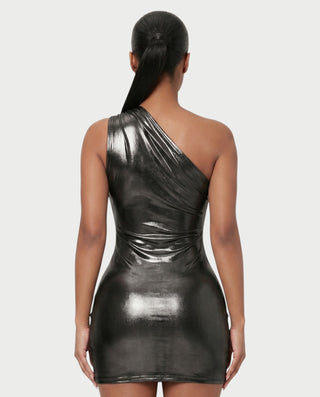 OPAL One-Shoulder Metallic Mini Dress