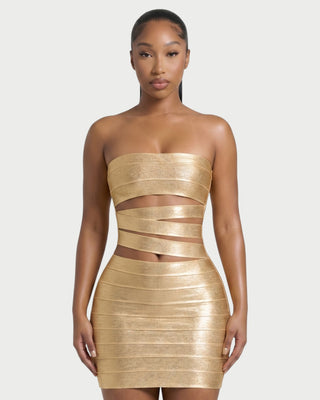 MOVA Strapless Cutout Bandage Mini Dress