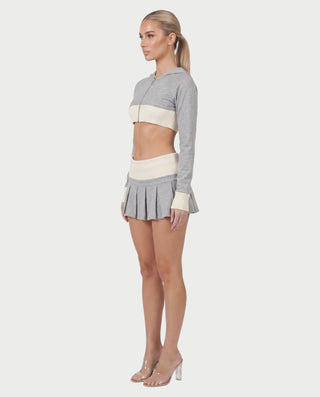 DULCE Cropped Zip-Up Hoodie & Pleated Mini Skirt Set