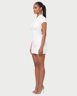 MAZEYA Crossover Neck Backless Bodycon Mini Dress