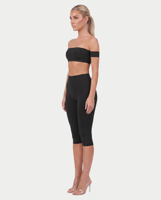 KAYLEE Off-Shoulder Bandeau Top & Capri Leggings Set