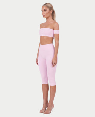 KAYLEE Off-Shoulder Bandeau Top & Capri Leggings Set