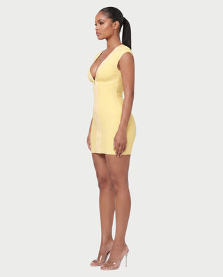 PRISHA Bandage Zip-Front Bodycon Mini Dress
