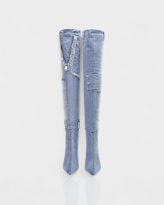 KACY Denim High-Rise Stiletto Boots