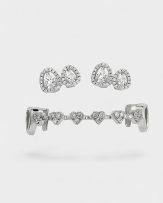 Heart Charm Bar & Teardrop Crystal Tooth Grill Set