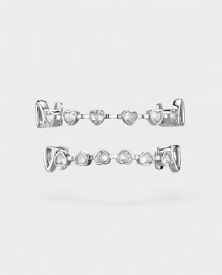 Double Row Heart Crystal Bar Tooth Grill