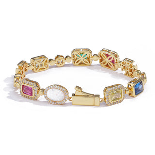 Premium Gold Plated Zircon Colored Rhinestone Bracelet