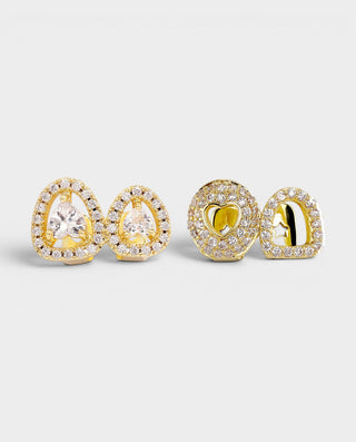 Crystal Pavé Heart & Teardrop Tooth Grill Set