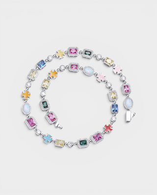 Gold Plated Zircon Colored Rhinestone Necklace