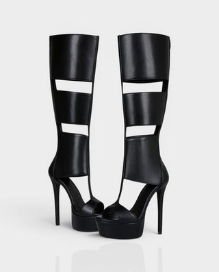 MARLITA Open Panel High Heel Stiletto Boots