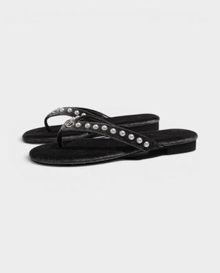 TAMARA Suede Pearl Thong Flat Sandals