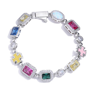 Gold Plated Zircon Colored Rhinestone Bracelet