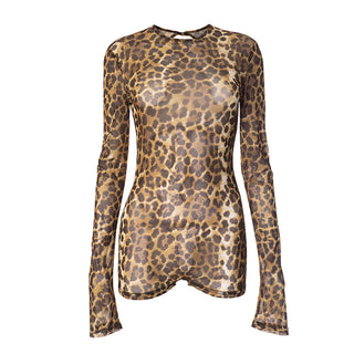 TIRZA Mesh Leopard Print Playsuit