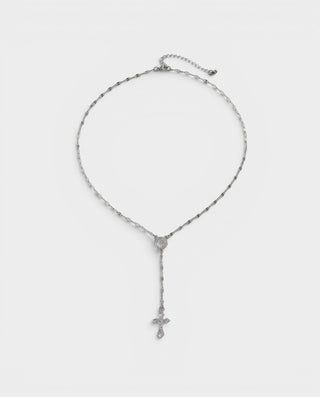 Coin Cross Drop Gold Lariat Necklace