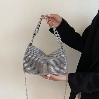 JAYLA Chained Rhinestone Bucket Bag