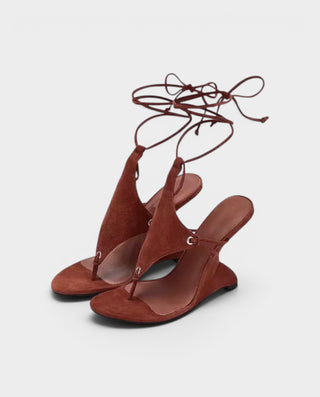 FELICE Lace-Up High-Heeled Wedge Sandals