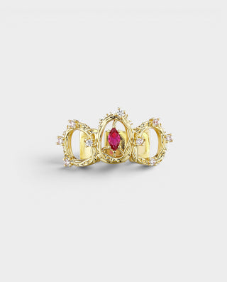 Ruby Crystal Oval Frame Triple-Tooth Grill