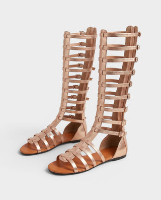 RAKINA Strappy Gladiator Knee-High Flat Sandals