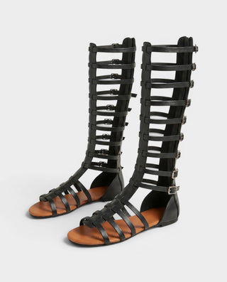 RAKINA Strappy Gladiator Knee-High Flat Sandals