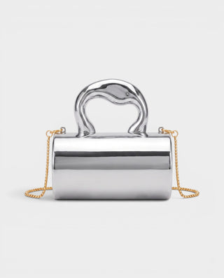 CYRELLE Metallic Cylindrical Clutch Bag