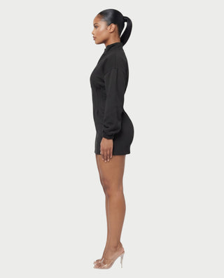 TALISA High Collar Long Sleeve Contoured Waist Mini Dress