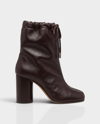 IRHANA Ruched Cuff Split-Toe High Block Heel Boots