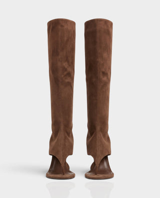 ADDILYN Knee-High Thong Toe Sculpted Wedge Heel Boots