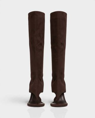 ADDILYN Knee-High Thong Toe Sculpted Wedge Heel Boots
