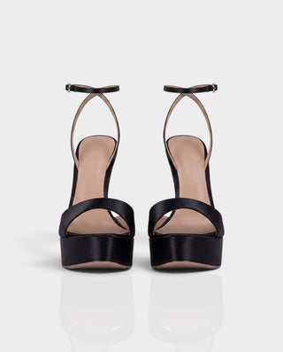 MORGA Satin Ankle-Strap Platform Stiletto Heels