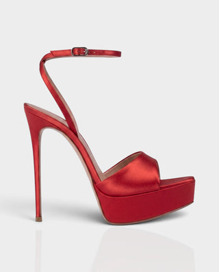 MORGA Satin Ankle-Strap Platform Stiletto Heels