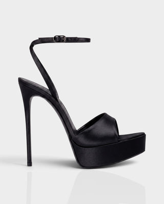 MORGA Satin Ankle-Strap Platform Stiletto Heels