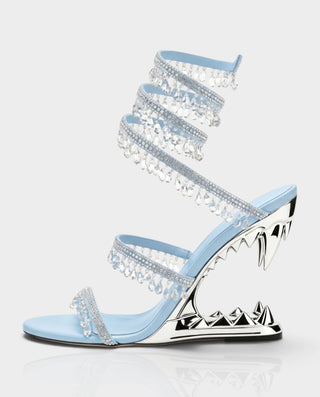 ALFEA Crystal Fringe Multi-Strap Sculpted Fang Heels
