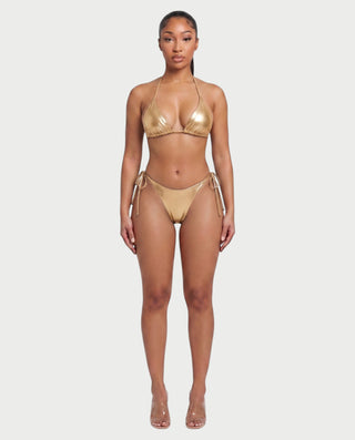DALIYA Shiny Metallic Triangle Bikini Set