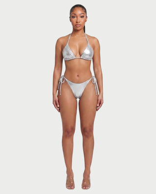 DALIYA Shiny Metallic Triangle Bikini Set