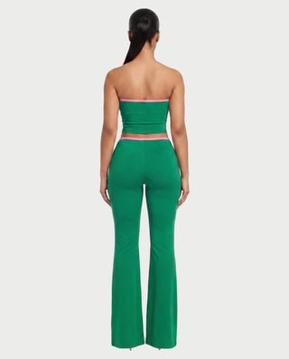 RAZIYA Tie-Front Tube Top & Flare Pants Set