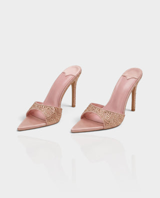 VALEMA Rhinestone Pointed-Toe Stiletto Mule Heels