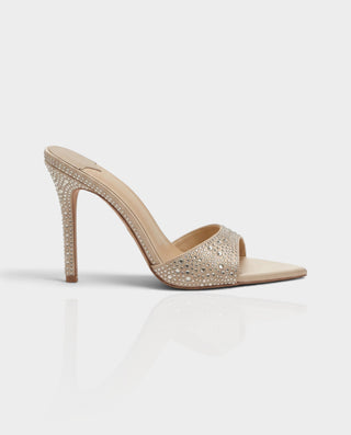 VALEMA Rhinestone Pointed-Toe Stiletto Mule Heels