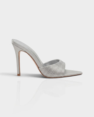 VALERYA Crystal Embellished Pointed-Toe High Heel Mule Sandals