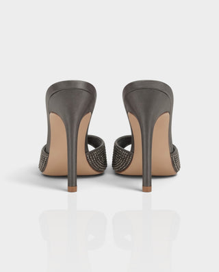 VALERYA Crystal Embellished Pointed-Toe High Heel Mule Sandals