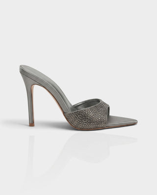 VALERYA Crystal Embellished Pointed-Toe High Heel Mule Sandals