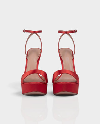 MORGA Satin Ankle-Strap Platform Stiletto Heels