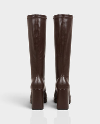 IZARA Retro Square Toe Knee-High Chunky Heel Platform Boots