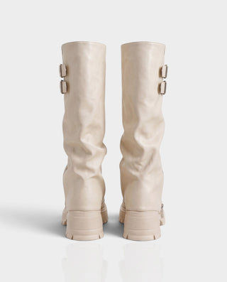 MAKEYLA Double Buckle Side-Zip Knee-High Boots