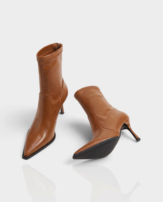 MARENA Pointed Toe Sculpted Heel Fitted Ankle Boots