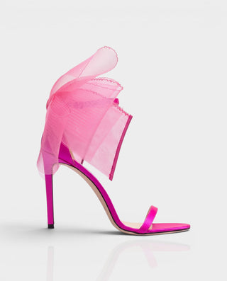 LIDIYA Sheer Bow Ankle Strap Stiletto Heels