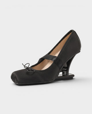 MARSIA Satin Ribbon Lace-Up Block Heel Pumps