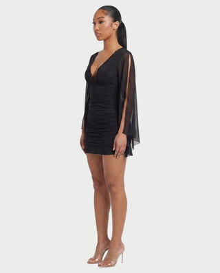 ANISTINA Lace-Trim Split-Sleeve Bodycon Mini Dress