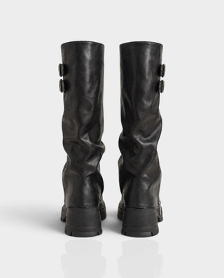 MAKEYLA Double Buckle Side-Zip Knee-High Boots