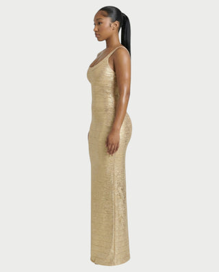 Vestido midi con flecos y escote pronunciado de LIRRA