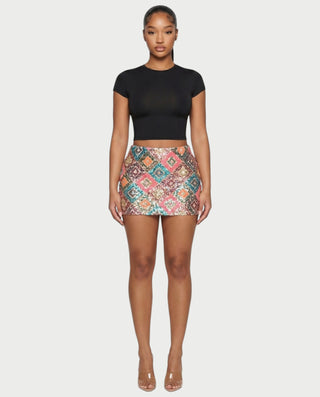 AMERA Sequin Diamond Pattern Mini Skirt